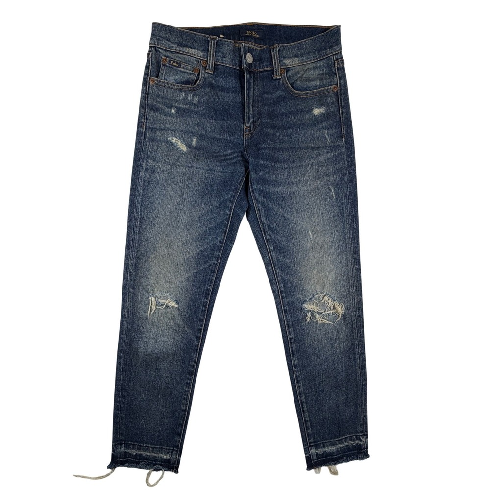 Polo‎ Ralph Lauren Tompkins Skinny Crop Distressed Jeans Medium Wash 27 Womens